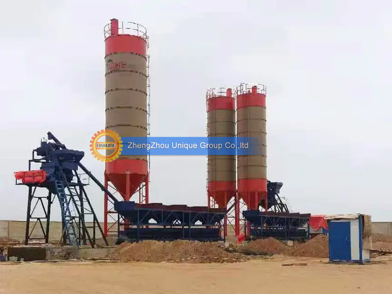 Two set HZS50 concrete mixing plant installation finished at the same site